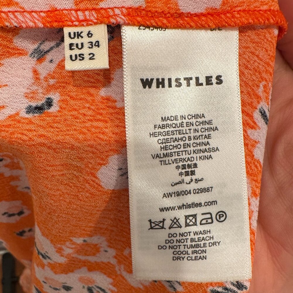 Whistles Vibrant Orange Floral Print Midi Dress, Size 2 - Picture 8 of 11